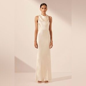 SHONA JOY La Lune High Neck Maxi Dress-Cream, US Size 2